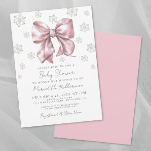 Invitation Fête Prénatale pour Bébé Fille au Ruban Rose