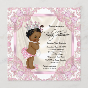Invitation Fête Prénatale pour Bébé Fille de Princesse Perle