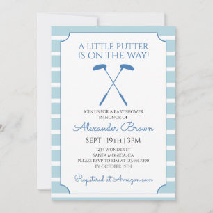 Invitation Fête Prénatale pour Bébé Garçon aux Rayures Bleues