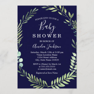 Invitation Fête prénatale pour bébé garçon avec couronne aqua