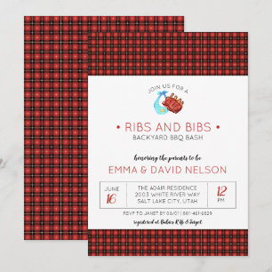 Invitation Fête prénatale pour couples   Côtes et bavoirs