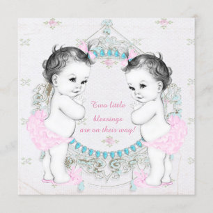 Invitation Fête Prénatale pour des Jumelles Filles