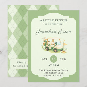 Invitation Fête prénatale pour un petit garçon golfeur en voi