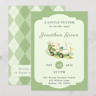 Invitation Fête prénatale pour un petit garçon golfeur en voi