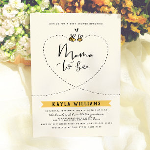 Invitation Fête Prénatale Rustique Mama To Bee pour Bébé de G