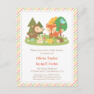 Invitation Fête Prénatale sur le Thème des Animaux de la Forê