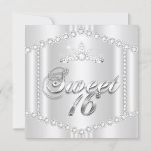 Invitation Fête Princesse Sweet 16 Garniture Diamant Blanc Ar