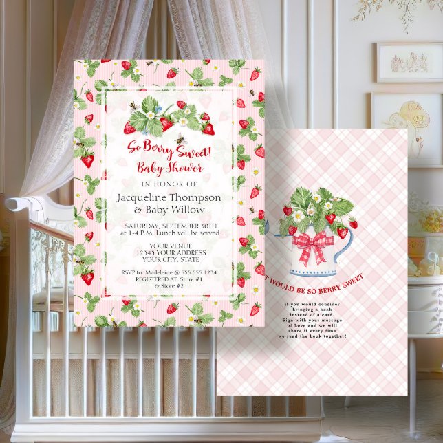 Invitation Fête Prune si douce Fille rose à carreaux (Créateur téléchargé)