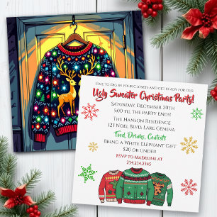 Invitation Fête Pull de Noël Drôle 