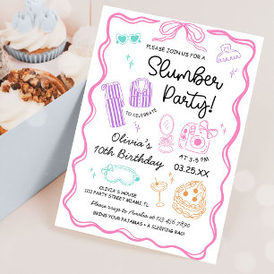 Invitation Fête Pyjama Soirée Pyjama Anniversaire Fille Migno