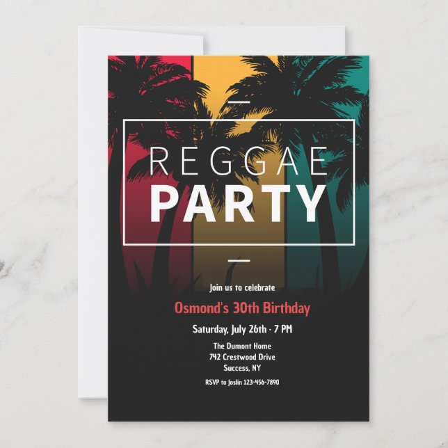 Invitation Fête Reggae  (Devant)
