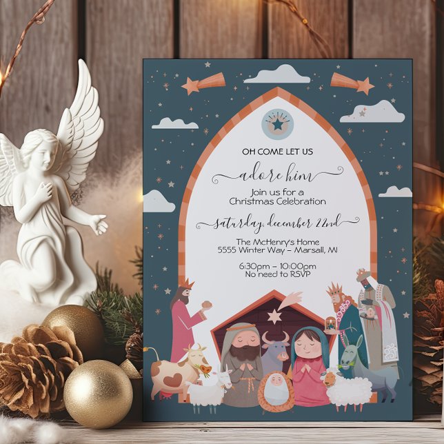 Invitation Fête religieuse de la Nativité de Noël (Créateur téléchargé)