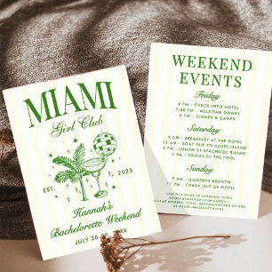 Invitation Fête rétro moderne verte et jaune Miami Bach