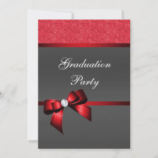Invitation Fête Romantique de Graduation Rouge & Noir