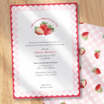 Fête Rose à Carreaux de Fraisier Douce Baby Shower