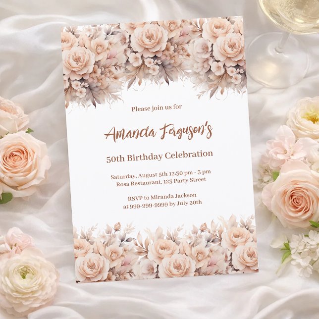 Invitation Fête rose de pêche à la crème (Créateur téléchargé)