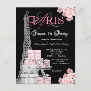 Invitation Fête Rose Paris Sweet 16