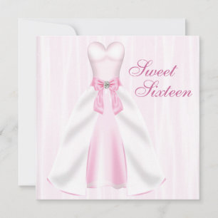 Invitation Fête rose Robe Douceur rose 16 Anniversaire