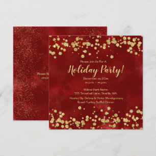 Invitation Fête, Rouge, Blanc, Or,