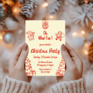 Invitation Fête Rouge de Fêtes   Oh Quelle Joie Soirée de Noë