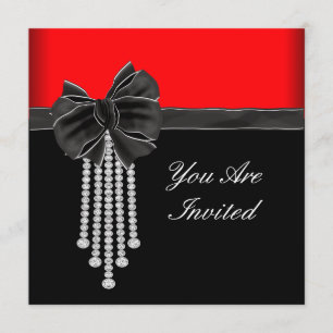 Invitation Fête Rouge Noir Arc-en-Diamant