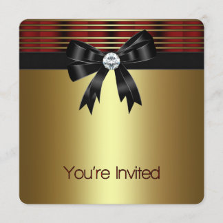 Invitation Fête Rouge Noir Or