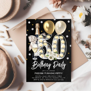 Invitation Fête rustique d'anniversaire 50 ans pour adulte