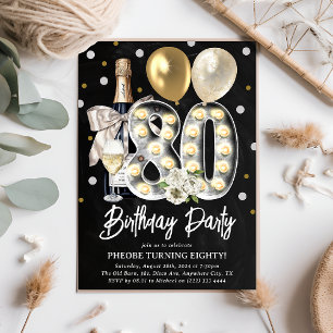 Invitation Fête rustique d'anniversaire 80 ans pour adulte