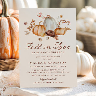 Invitation Fête rustique d'automne pour bébé avec amour Baby