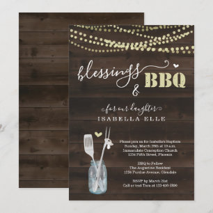 Invitation Fête rustique de BBQ pour baptême