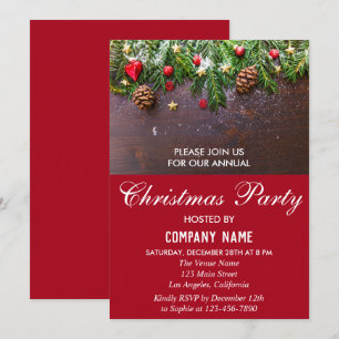 Invitation Fête Rustique de Noël de l'entreprise festive