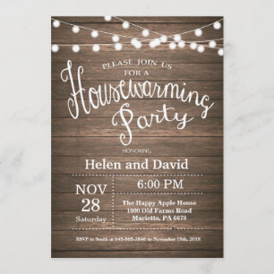 Invitation Fête rustique du réchauffement du foyer Maison dou