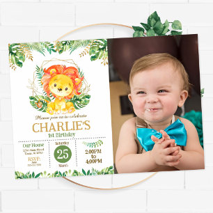Invitation Fête Safari Jungle Lionceau 1er Anniversaire