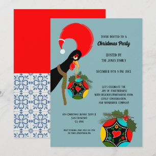 Invitation Fête sainte de Noël du coq portugais Bauble
