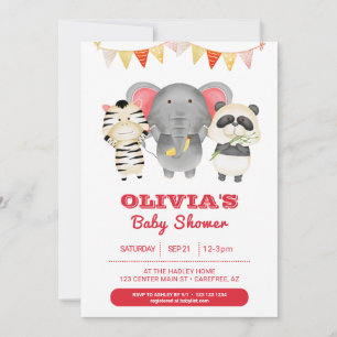 Invitation Fête Sauvage Animaux Baby Shower