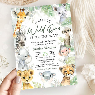 Invitation Fête sauvage Safari Jungle Animaux Baby Shower