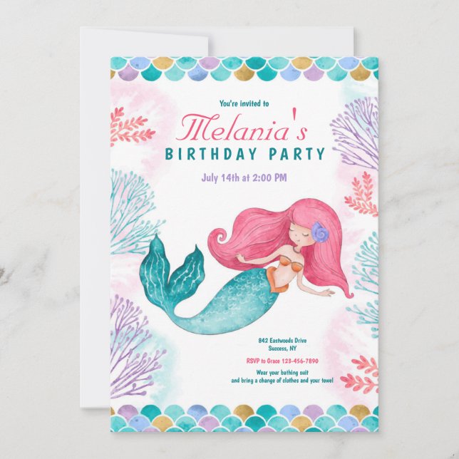 Invitation Fête Sirène (Devant)