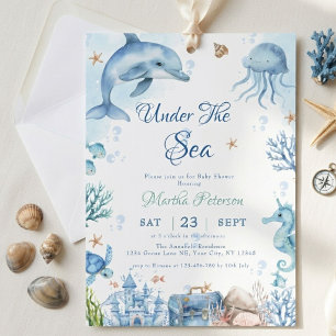 Invitation Fête sous-marine Baby Shower coquillages