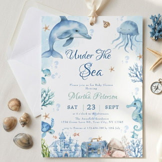 Invitation Fête sous-marine Baby Shower coquillages