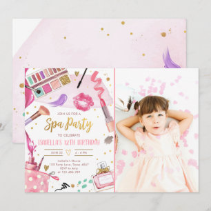 Invitation Fête spa Glitz Glam Glamor Girl Maquillage Anniver