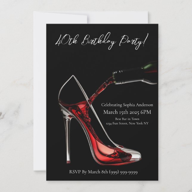 Invitation Fête-Stiletto avec Vin (Devant)