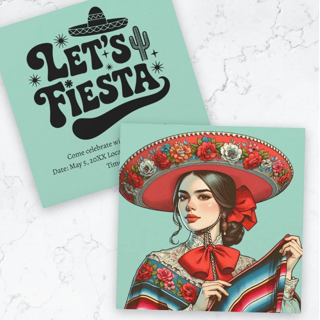 Invitation Fête Super Sombrero (Let's Fiesta Groovy Festive Sombrero Invitation.)