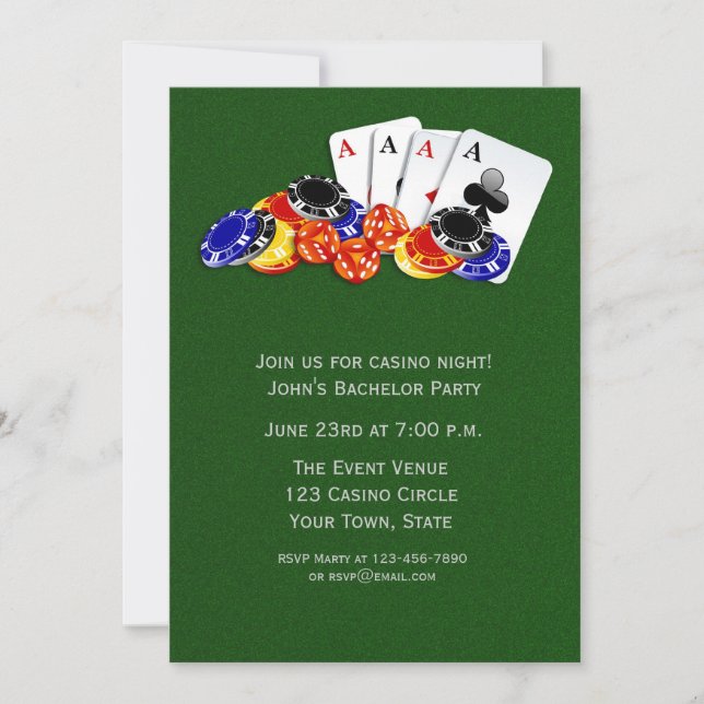 Invitation Fête sur le thème du casino (Devant)