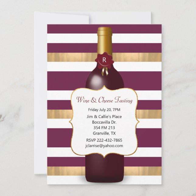 Invitation Fête sur le thème du Vin (Devant)