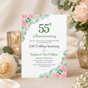 Invitation Fête surprise 55 ans de mariage Roses