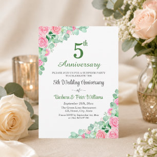 Invitation Fête surprise 5ème anniversaire de mariage Roses