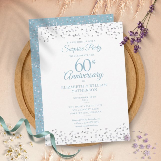Invitation Fête surprise 60e anniversaire de mariage Love Hea (Créateur téléchargé)