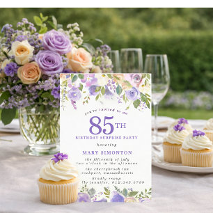 Invitation FÊTE SURPRISE 85e Anniversaire Jolie Fleur Florale