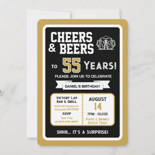 Invitation Fête surprise au bar sportif Bravo pour 55 ans