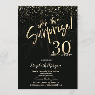 Invitation Fête surprise d'anniversaire 30 ans en Or festif